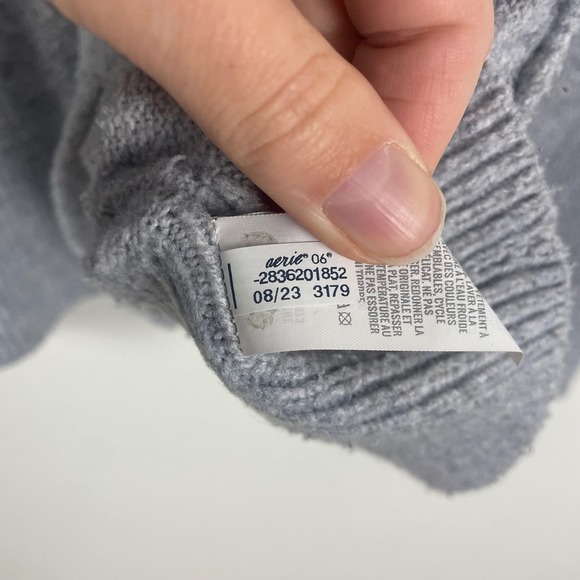 Aerie Oversized Unreal Grey Crew Neck Sweater Knit Pullover Women's L Lounge - Picture 5 of 8